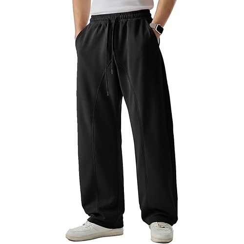 Homme Joggings Pantalons Pantalon de survêtement droit Cordon de serrage Avec Poches Taille Élastique Uni Confort Doux Quotidien Extérieur Fête Mode Style Classique Coupe Ample Bleu Blanche