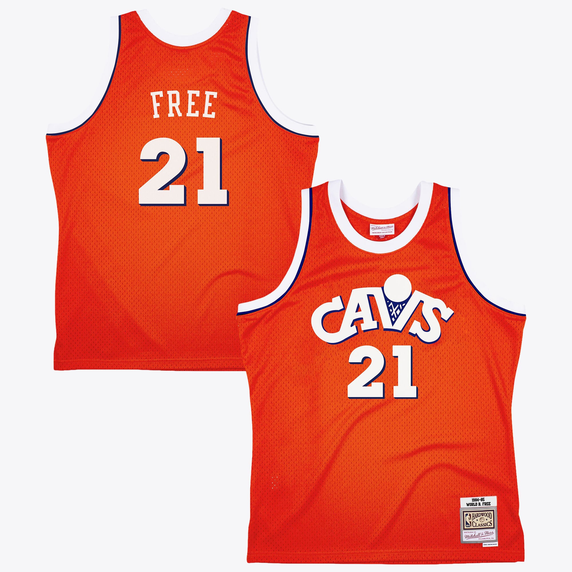Cleveland Cavaliers Mitchell & Ness World B. Free 1984 Maillot Authentique Sombre – Orange - Homme Taille: L