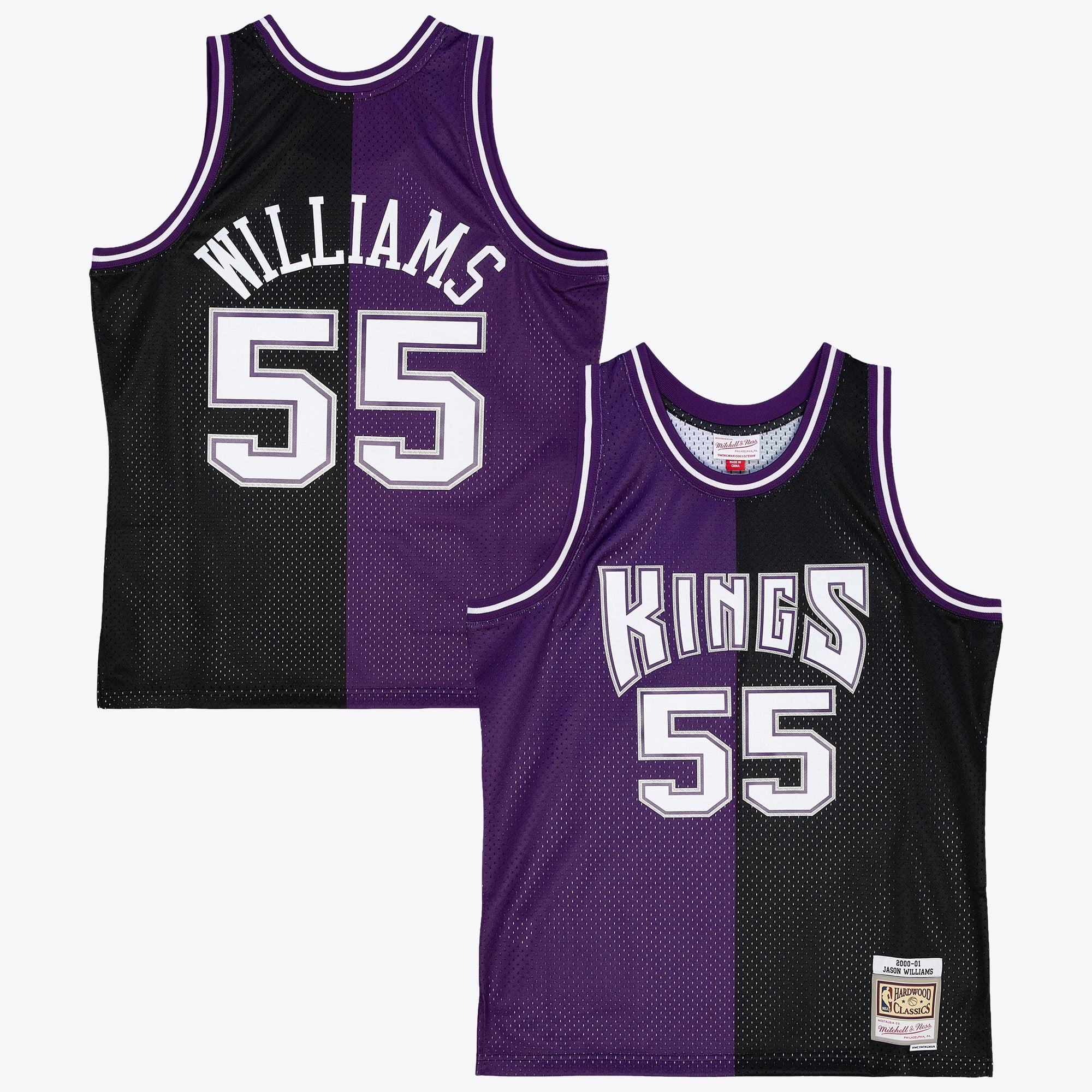 Sacramento Kings Mitchell & Ness Jason Williams 2000 Maillot Swingman Split – Noir/Violet - Homme Taille: S