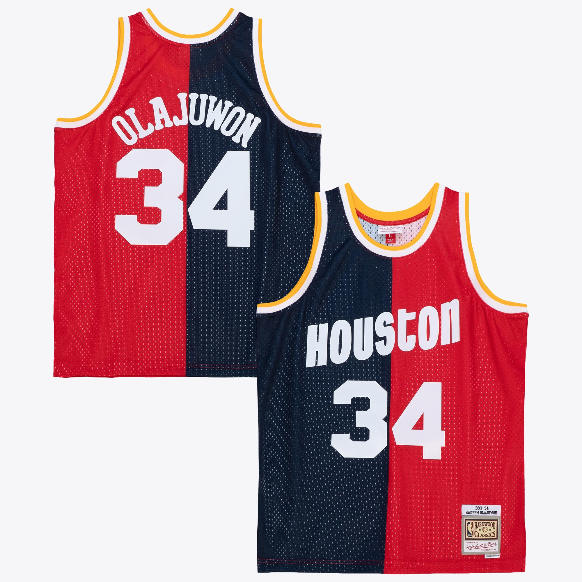 Houston Rockets Mitchell & Ness Hakeem Olajuwon 1993 Maillot Swingman Split - Homme Taille: M