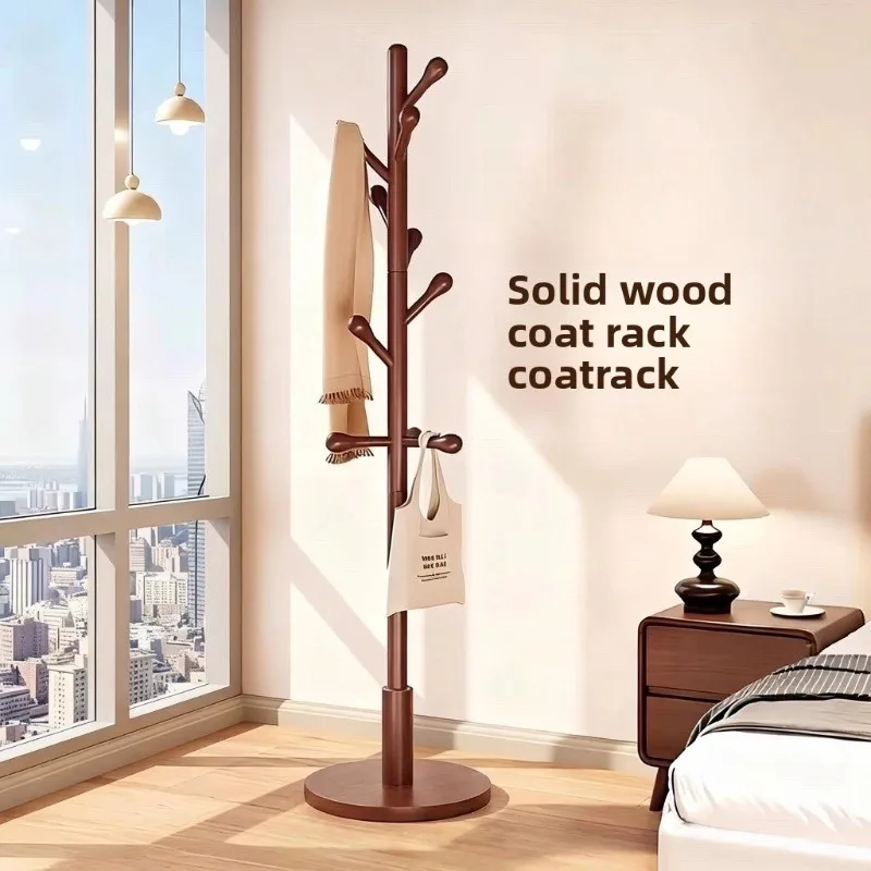 Massivholz Freistehender Kleiderständer Holz-Garderobe Schlafzimmer Wohnheim Taschen-Aufbewahrung Kleiderständer Kleiderstange Kleiderständer