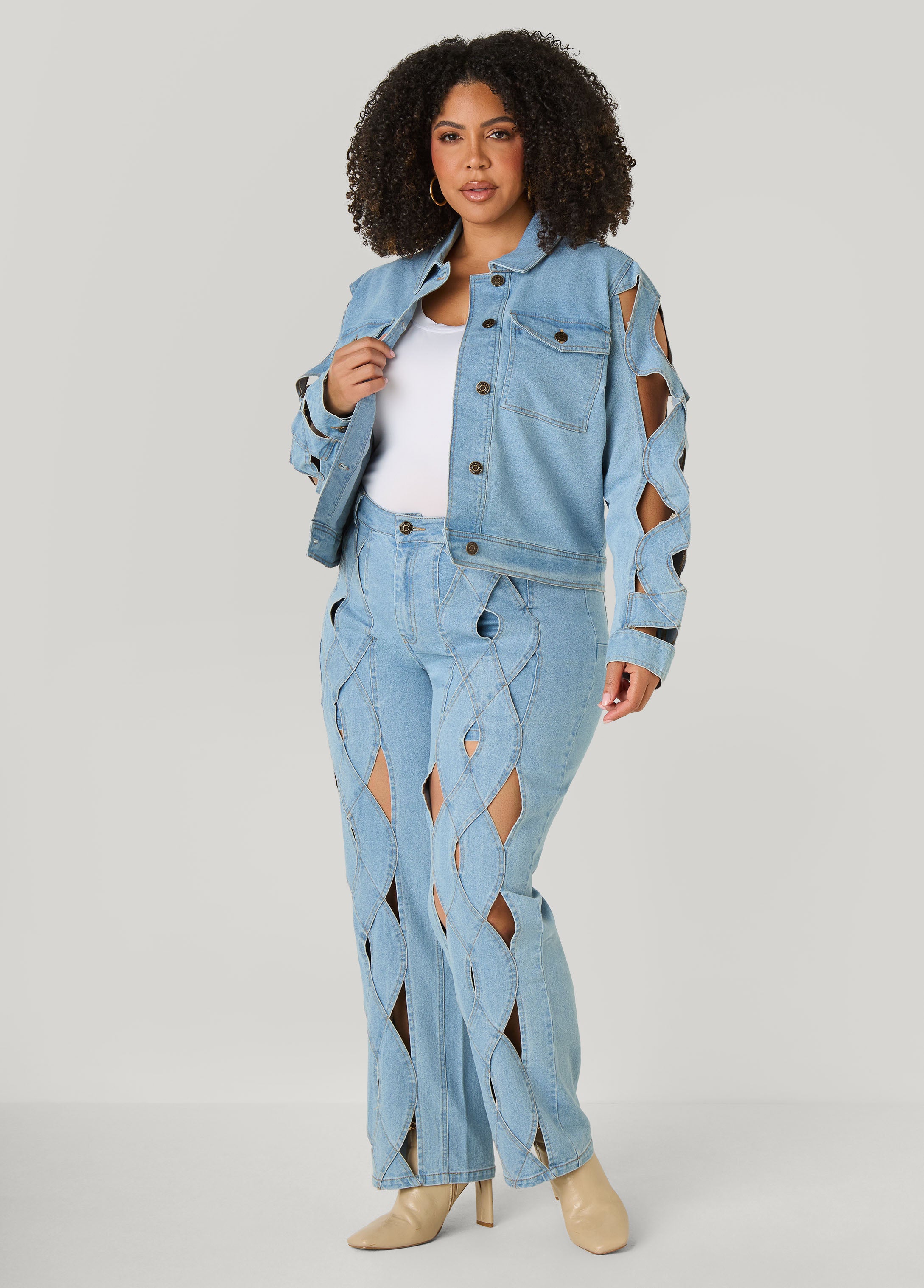 Plus Size Crisscross Straight Leg Jeans
