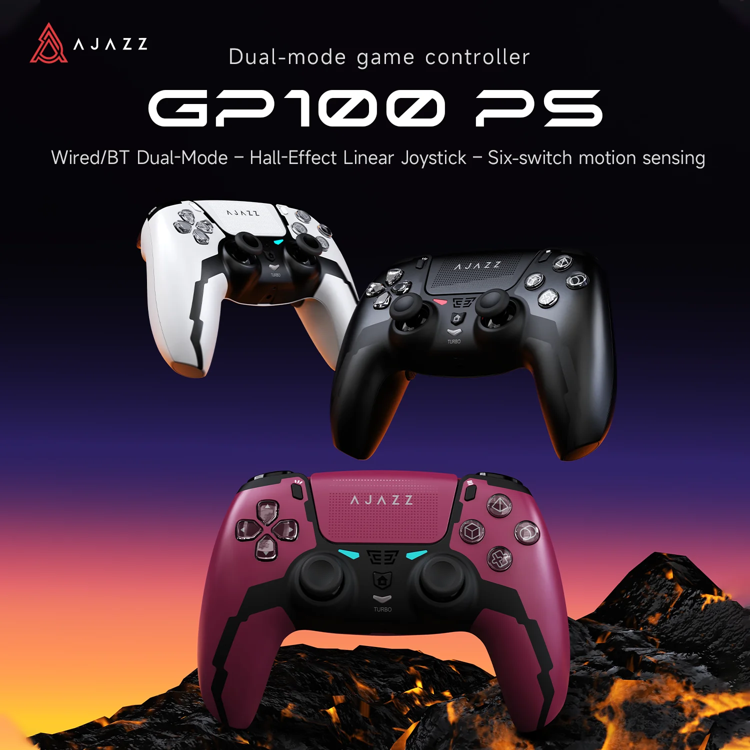 AJAZZ GP100 PS wireless esports game controller dual-mode compatible with PS4/PC touch screen design Tri mode game controller