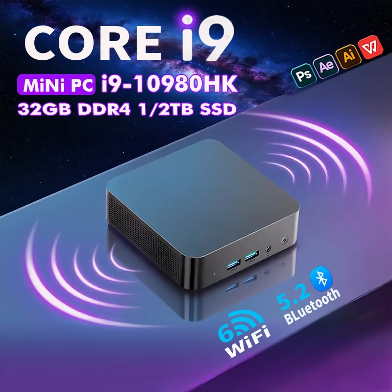 NEUER Intel CORE I9-10980HK/N150 Tragbarer Mini-PC Computer Windows 11 32GB DDR4 1/2TB SSD Gaming-Computer WiFi 6 Büro-Desktop
