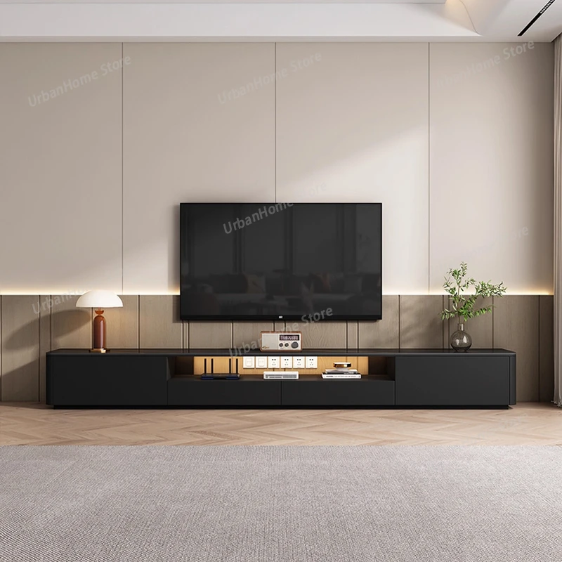 Meuble TV complet Arredo avec foyer électrique, meuble TV mobile Basso, petit buffet unique, meubles de salon, mobilier d'extérieur