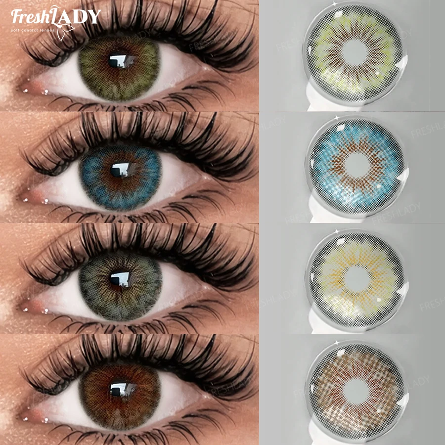 1 paire de lentilles de contact colorées de la série Cleopatra, lentilles de contact pour yeux bruns naturels, lentilles de contact souples vertes, 14.20mm