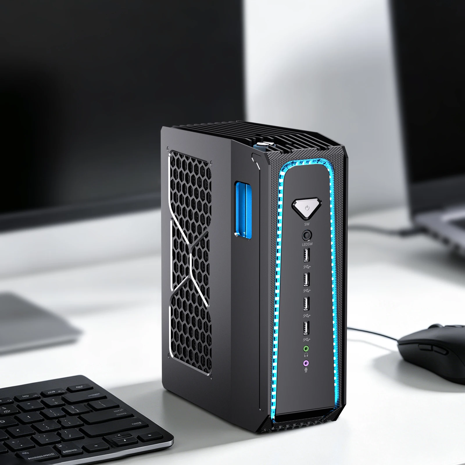 Msecore Intel Core I9-14900KF RTX5070 Carte Graphique Dédiée Refroidissement Liquide Mini PC Windows 11 Ordinateur de Bureau Gaming DDR5 NVME WIFI6E