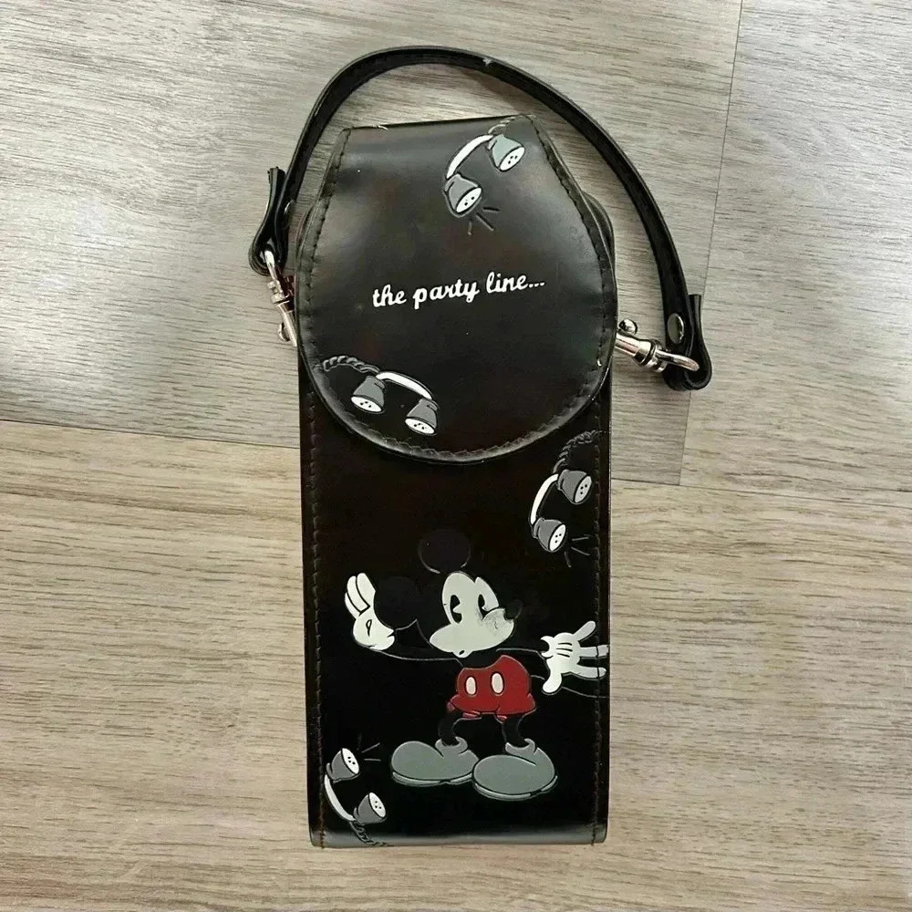 Disney Cell Phones & Accessories | Vintage Mickey Mouse Disney Parks Store Leather Cell Phone Pouch Case Holder | Color: Black/Red | Size: Os