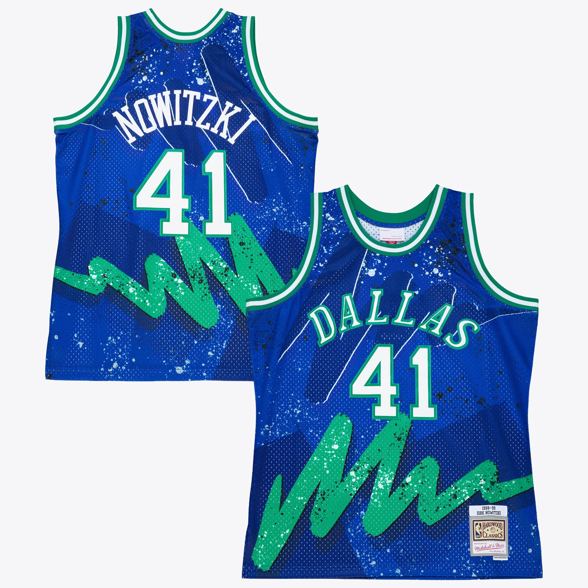 Maillot Swingman Mitchell & Ness Dirk Nowitzki 1998 Hyper Hoops des Dallas Mavericks - Bleu - Homme Taille: M