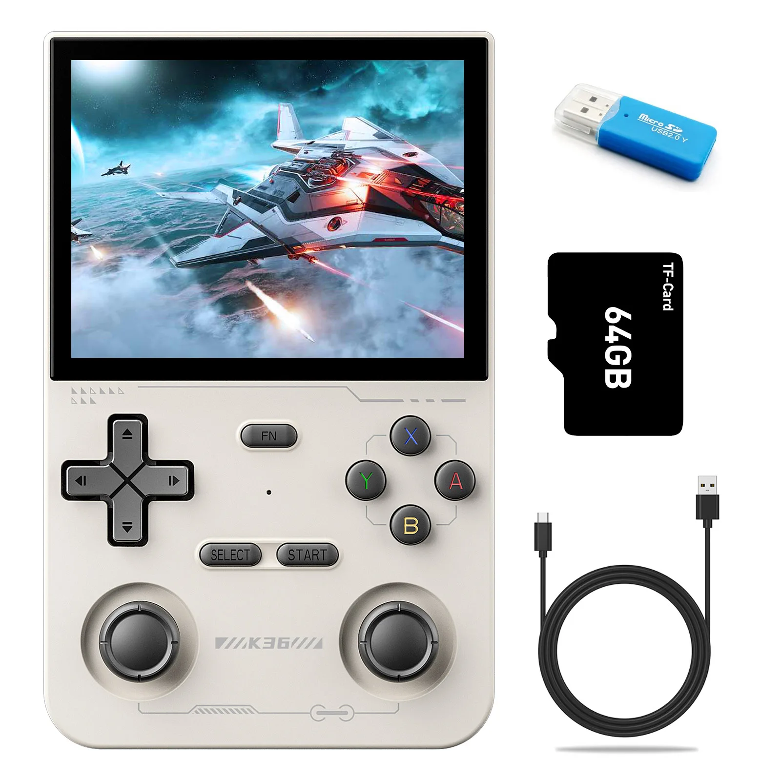 Console de jeu portable K36, console de jeu rétro avec 16000 jeux, console vidéo portable 3,5 pouces pour PS1/PSP/DC/N64/GB/SFC ﻿