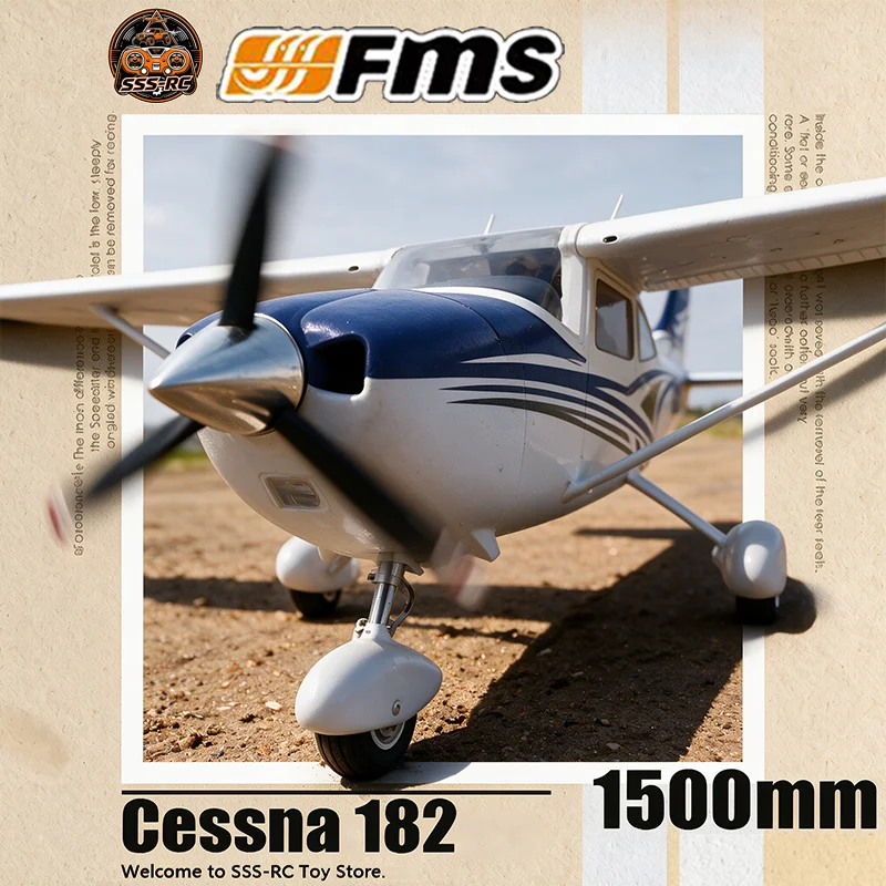 Remote Control Airplane Fms 1500mm Cessna 182 -Fixed Wing Electric Trainer High Performance Outdoor Flight Adult Hobby New Stock