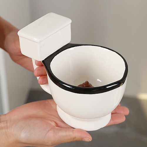 Mug humoristique en forme de toilettes (35 cl), tasse à café originale et amusante, cadeau gag en céramique en forme de toilettes pour homme, papa, amis, échange de cadeaux original. Père Noël secret