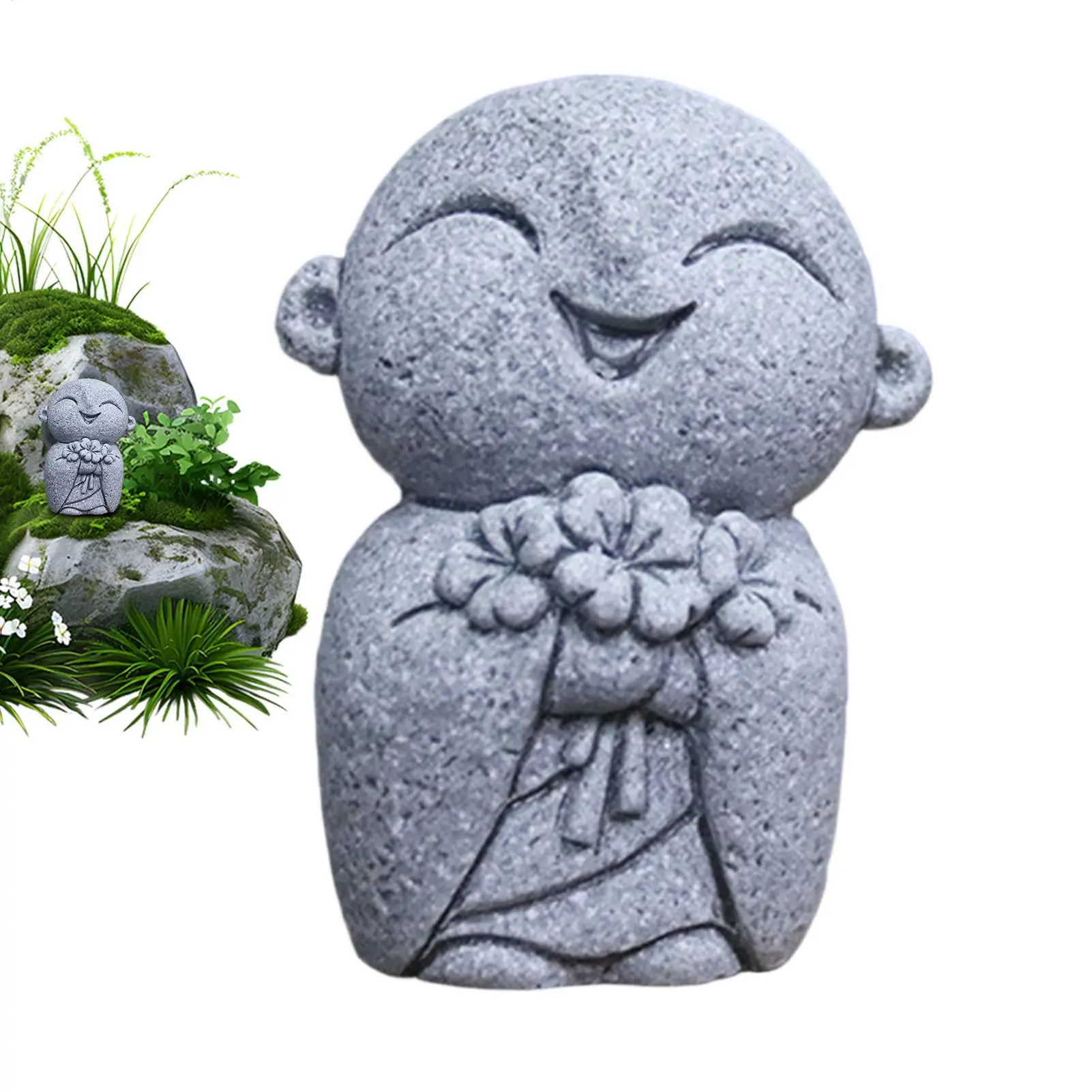 Statue de moine de jardin, Ornement de moine pour bonsaï, Statue de moine miniature mignonne pour jardin, Ornement de jardin zen, Mini Bouddha, Décoration pour aquarium