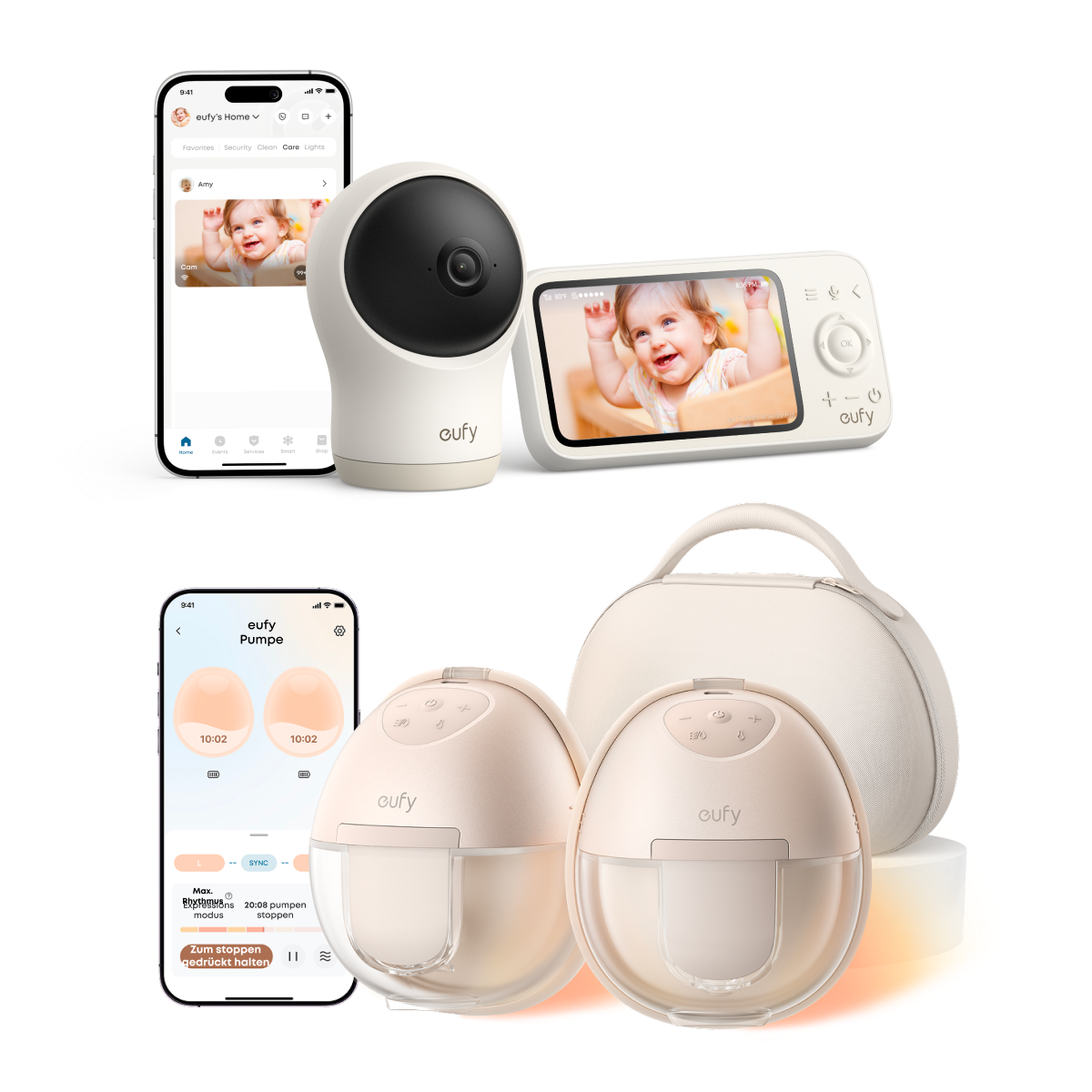 Anker eufy Babyphone C10 mit Tragbare Milchpumpe Pump S1 Pro