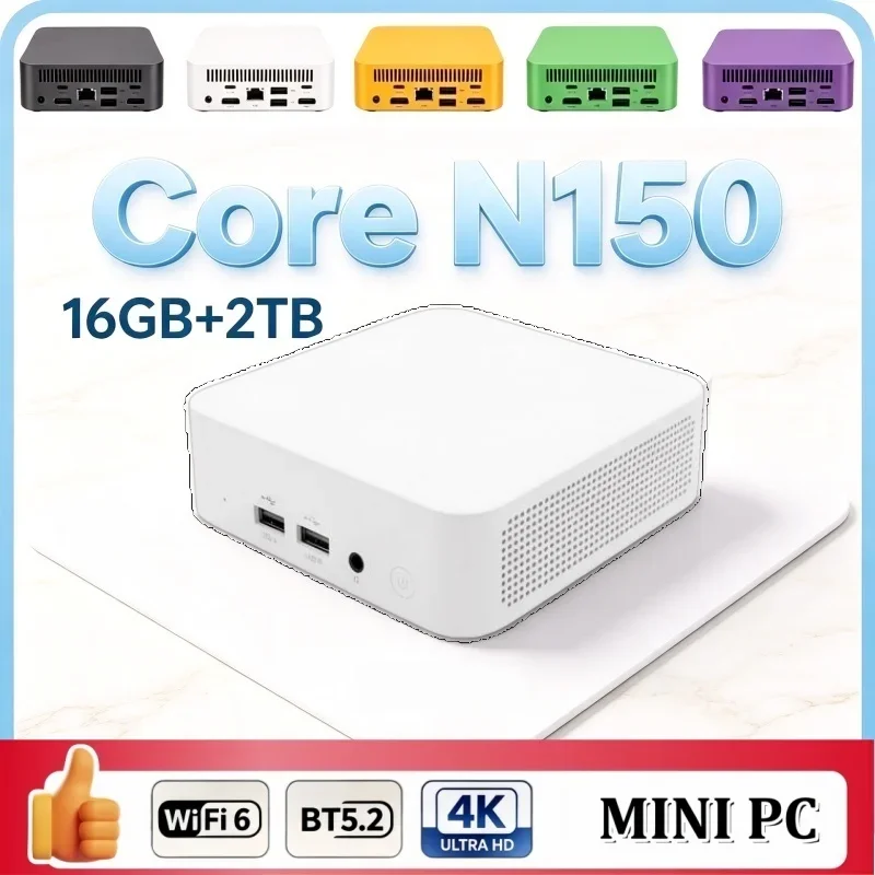 Intel Core N150 4K Gaming Office PC Colorful Multi‑color Mini PC Win 11 Pocket Desktop Computer 16GB RAM 1TB 2TB SSD WIFI6 BT5.2