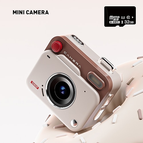 Mini Retro Digitalkamera für Kinder und Teenager mit 1,77-Zoll-Farbdisplay 48MP Fotos 1080P Video Blitz und Schlüsselband kompakte Pocket-Kamera für Reisen Schule und Geburtstagsgeschenke