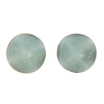Apple Green Faceted Circles,'Apple Green Jade Stud Earrings from Guatemala'