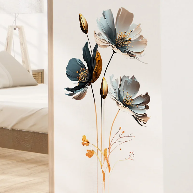 Aquarell Yumeiren Blumen Wandaufkleber für Schlafzimmer Wohnzimmer Home Dekoration Wandtattoo