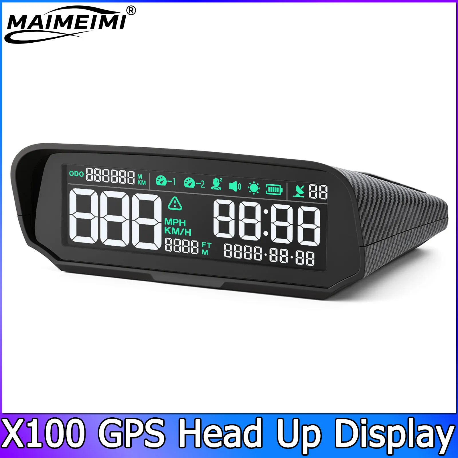 LCD GPS Speedometer X100 Odometer Altitude Gauge GPS HUD Multifunction Smart Car Head-Up Display for HUD Car Electronics Meter