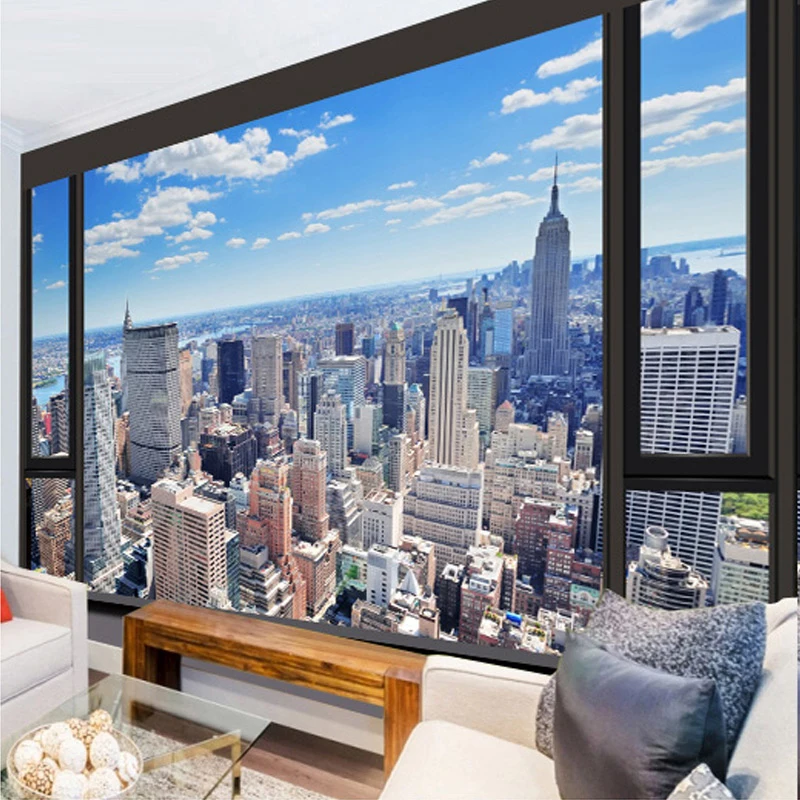 Benutzerdefinierte Stadt Landschaft 3D Wandbild Foto Tapete Wohnzimmer Büro Hintergrund Wand Fresko 3D Stereo Vlies Papel de Parede