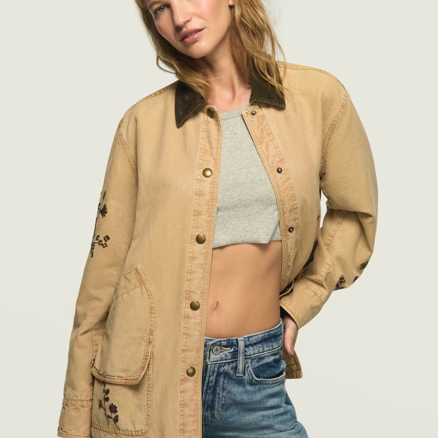 Lucky Brand Canvas Oversized Barn Jacket - Women's Clothing Outerwear Jackets Coats in Tan, Size S