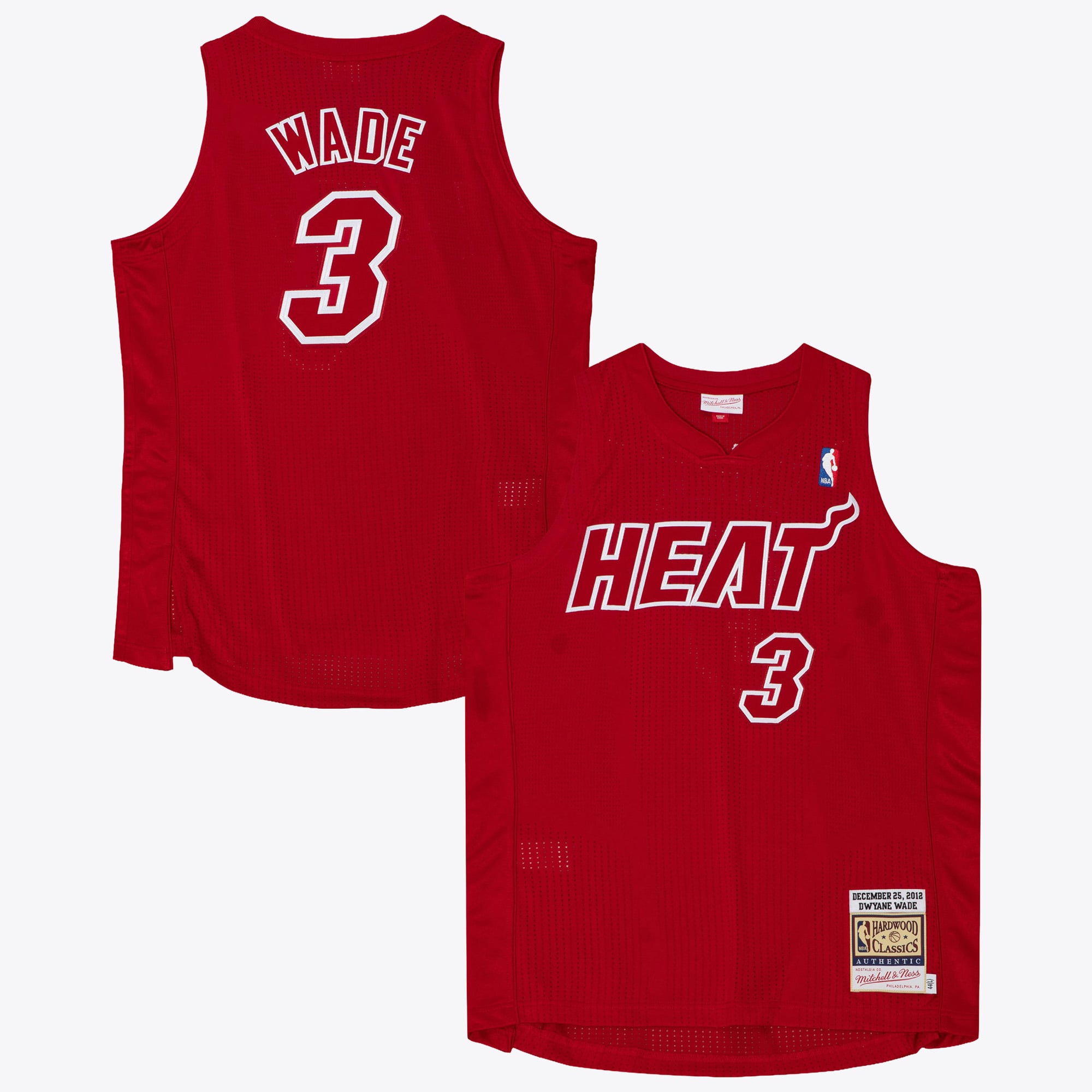 Maillot authentique Mitchell & Ness Dwyane Wade Miami Heat, édition spéciale Noël 2012 - Écarlate - Homme Taille: L