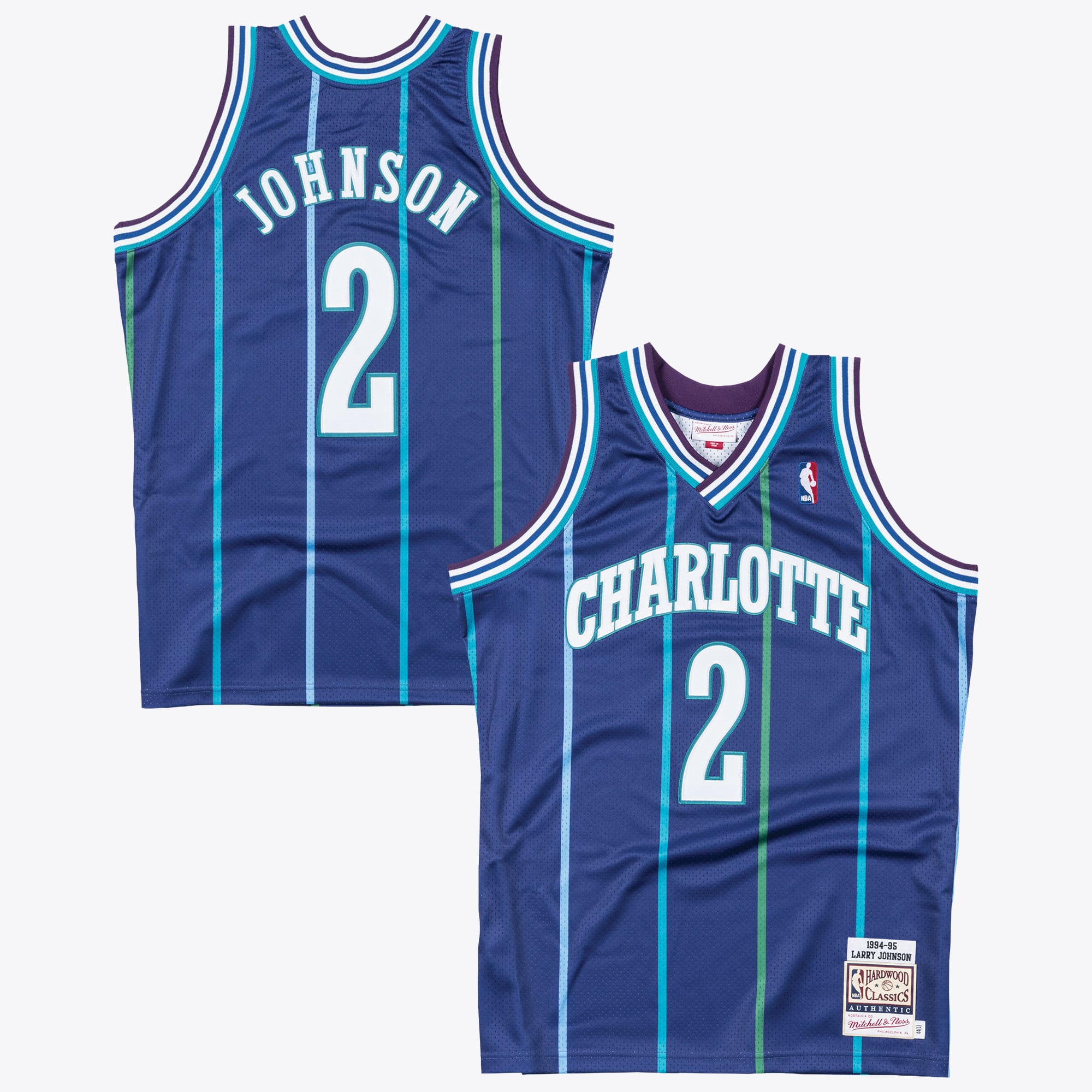 Maillot authentique Mitchell & Ness Larry Johnson des Charlotte Hornets - Homme Taille: M