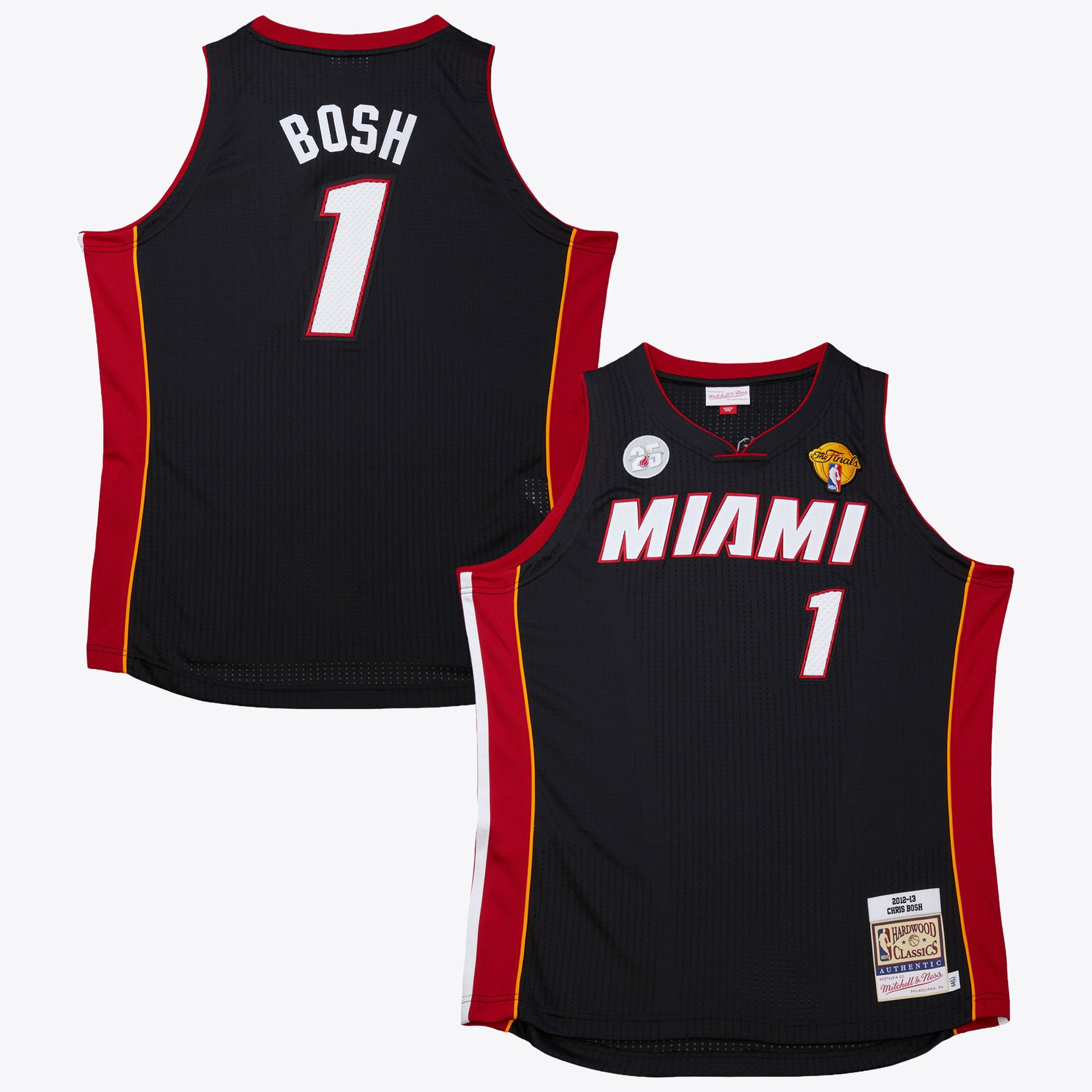 Maillot authentique Mitchell & Ness Chris Bosh des Miami Heat, finales à l'extérieur 2012 - Noir - Homme Taille: M
