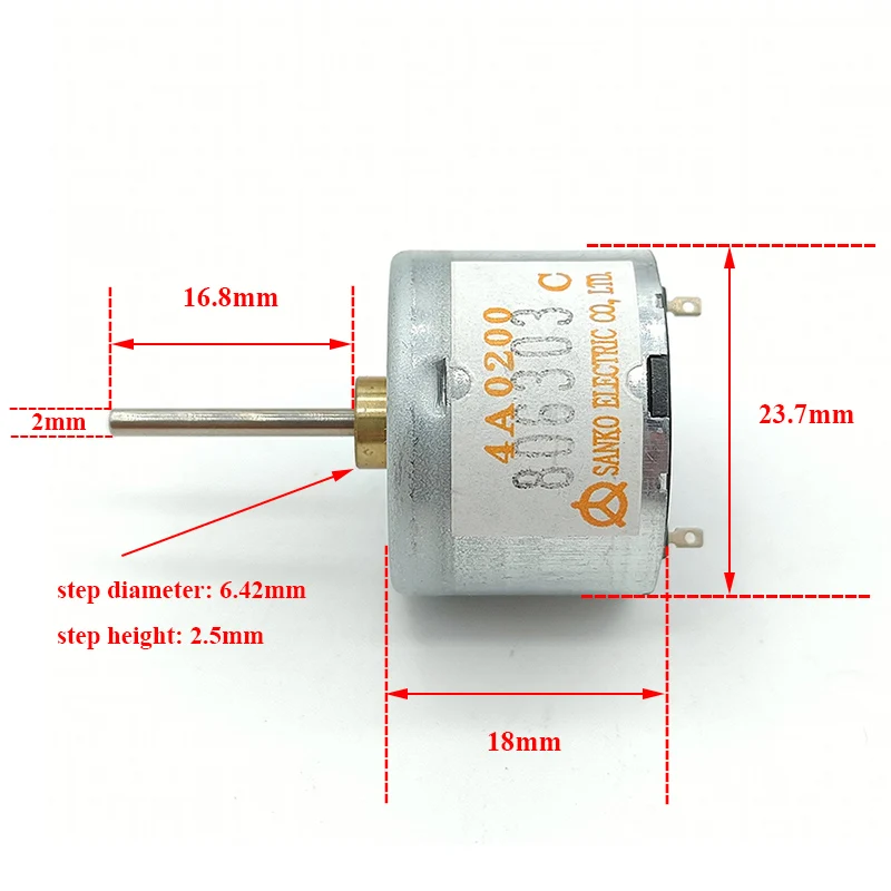 SANKO Mini RF-310 Motor DC 5V 6V 6500RPM Micro 24mm Diameter Round Spindle Motor 16.8mm Long Shaft DIY CD DVD Hobby Toy Model
