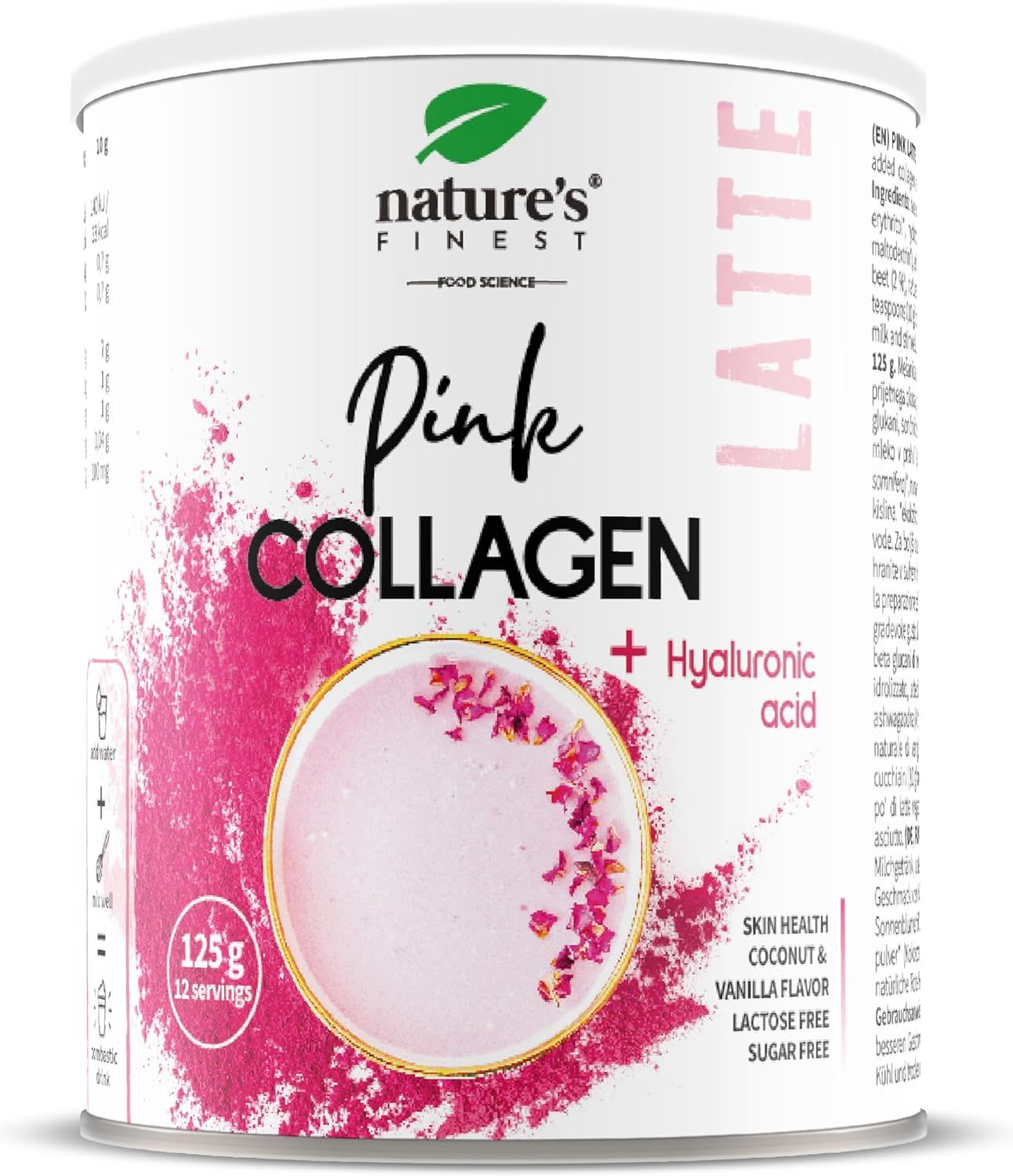 Nature's Finest Pink Latte Collagene con acido ialuronico e ashwagandh