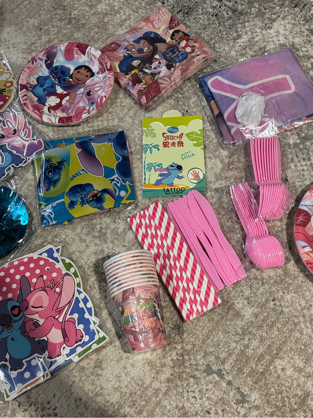 Disney Party Supplies | Disney Lilo & Stitch Pink Party Cutlery And Tableware Set | Color: Pink | Size: Os