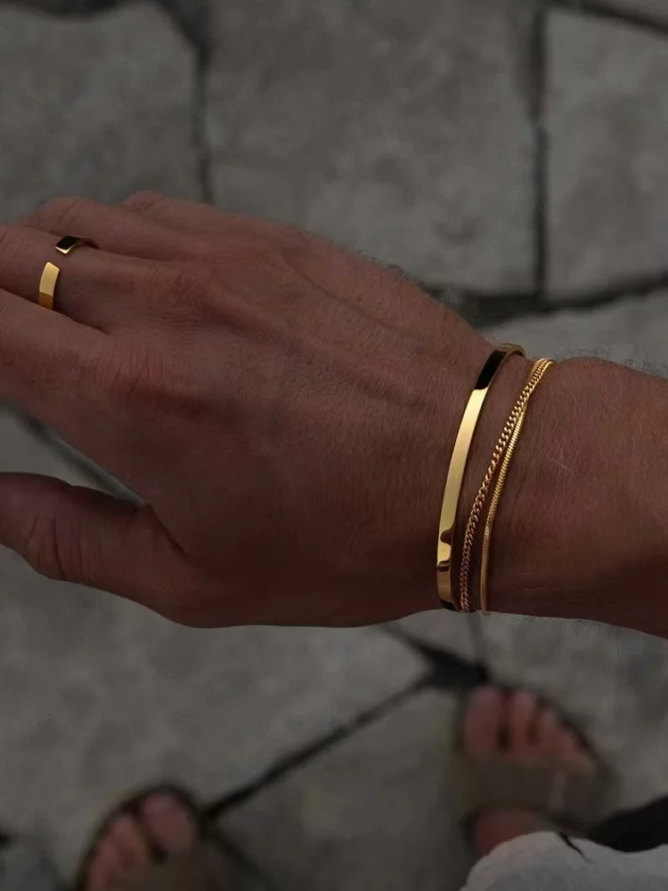 Edelstahl Silber Farbe Männer Schlange Knochen Kette Armband Einfache Lichtecht Offene Armband Für Frauen Mode Hip Hop Schmuck