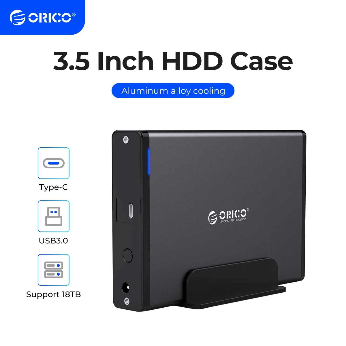 ORICO 3.5 pouces boîtier de disque dur type-c et USB3.0 boîtier de disque dur SATA vers USB 3.1 lecteur de disque dur externe pour disque dur 2.5/3.5 