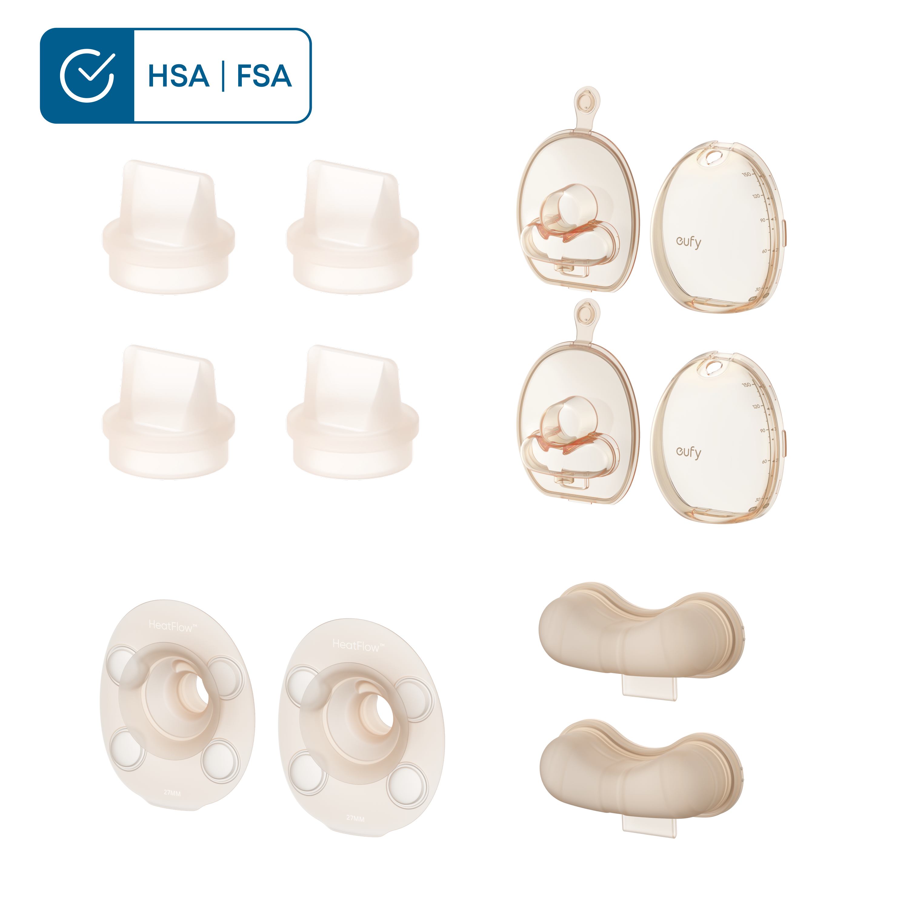 eufy Breast Pump S2/S2 Pro Accessories Bundle (5 oz Milk Container+27 mm Flange) 5 oz Milk Container+27 mm Flange
