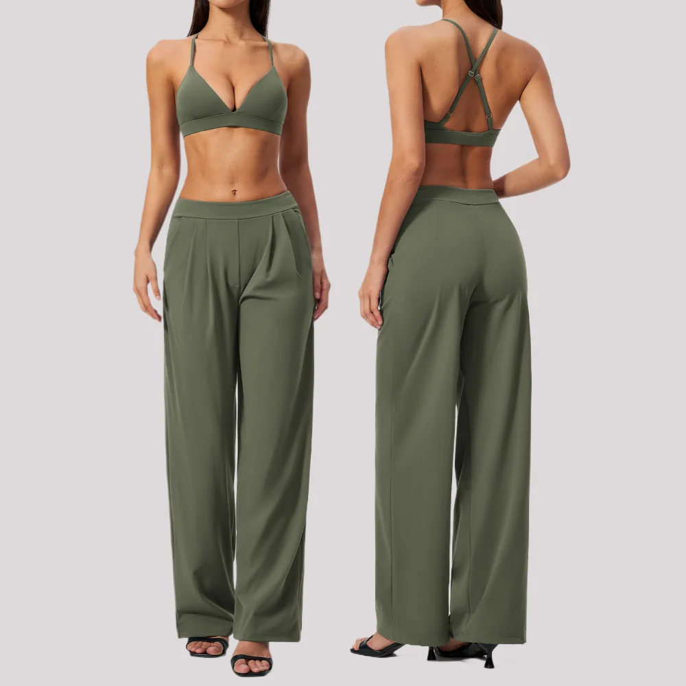 Vêtements de yoga, survêtement de gym, tenues de fitness, ensemble de sport pour la course et l'entraînement, vêtements de sport pour femmes, soutien-gorge de sport, ensemble 2 pièces avec pantalon