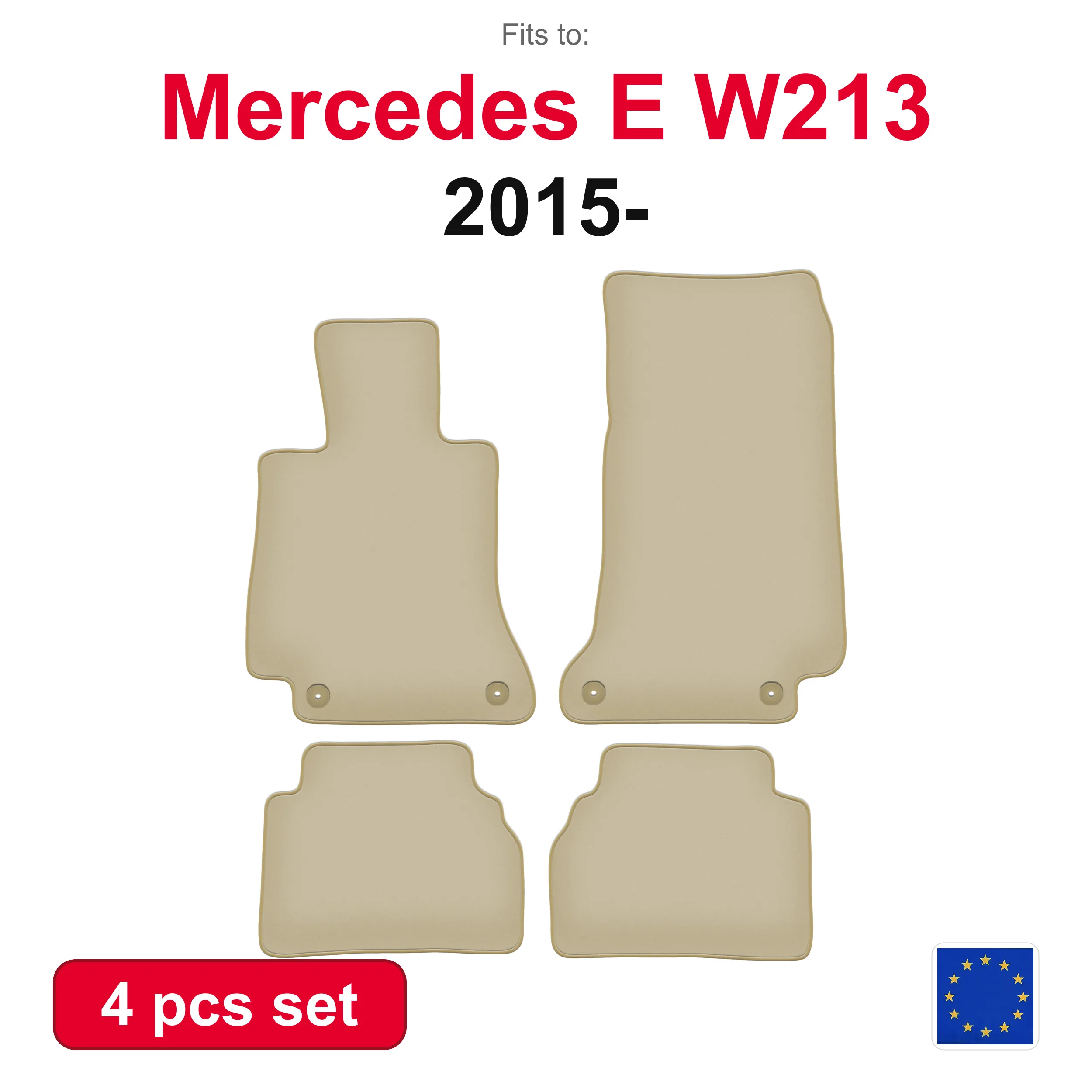 Tapis de voiture en velours PREMIUM pour Mercedes E W213 berline, break, liftback, coupé (2015-) -beige, ensemble de tapis de voiture (4 pièces)