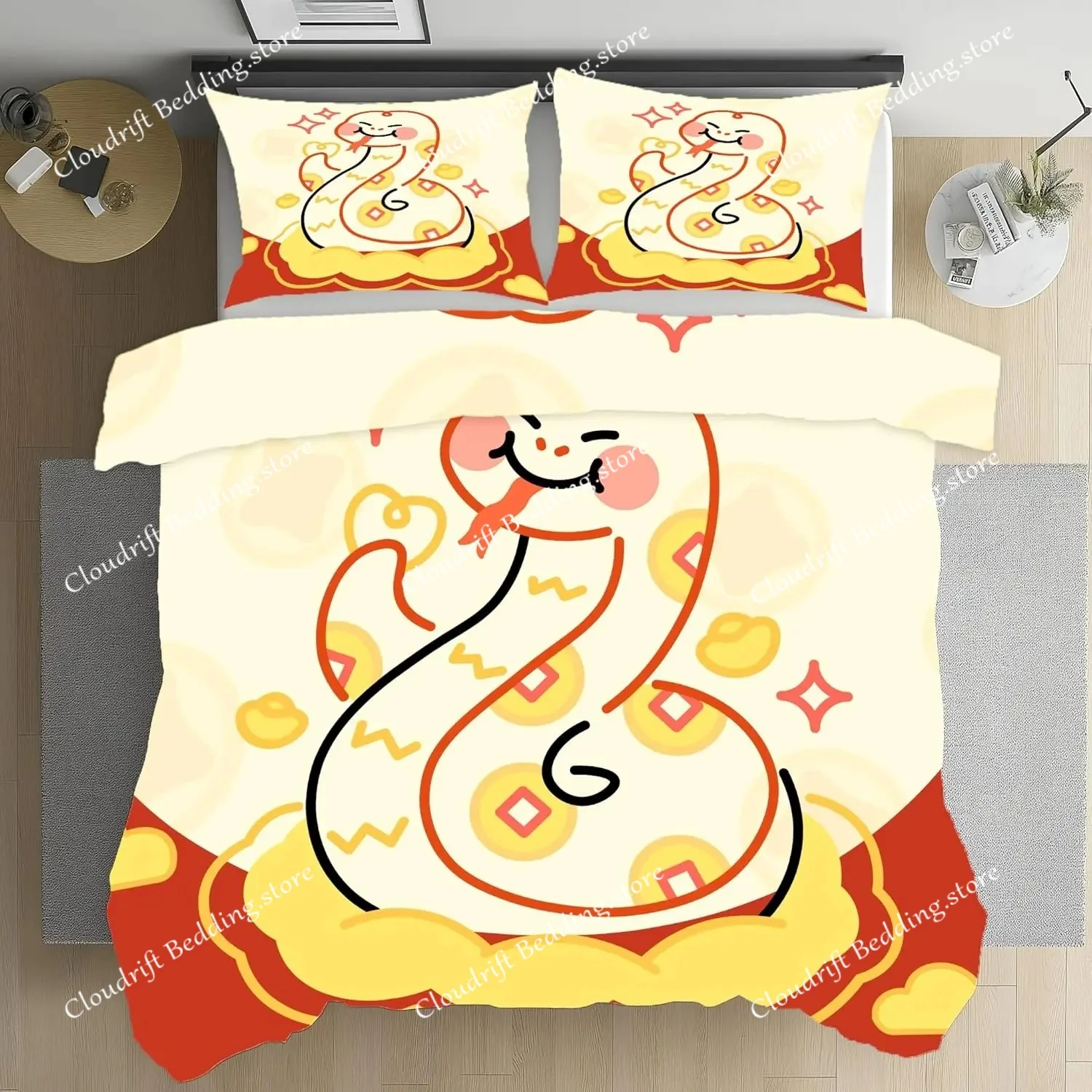 Ensemble de literie à motif serpent, ensemble de housse de couette à motif ciel étoilé pour reptiles, ensemble de literie à motif animal fantastique, literie réversible avec housse d