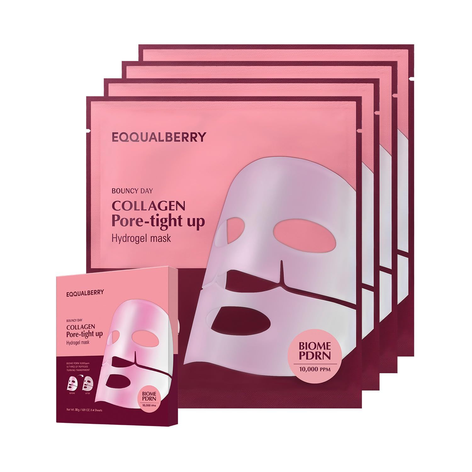 EQQUALBERRY Collagen Pore Tight Up Hydrogel Mask maschera viso 4 pz Ma