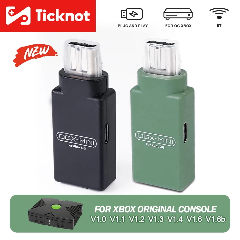 Kabelloser Controller OGX Mini-Adapter für die Original-Xbox-Spielkonsole, kompatibel mit Xbox One S/Xbox Series X. | S /Xbox Elite S2/PS4 Gamepad