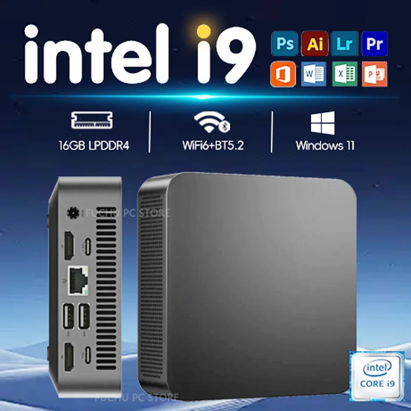 MINI Gaming-PC Windows 11 Intel Core i9 10980HK/Intel N150 MINI Host 16GB DDR4 2048GB SSD WIFI 6 BT5.2 Gaming MINI PC