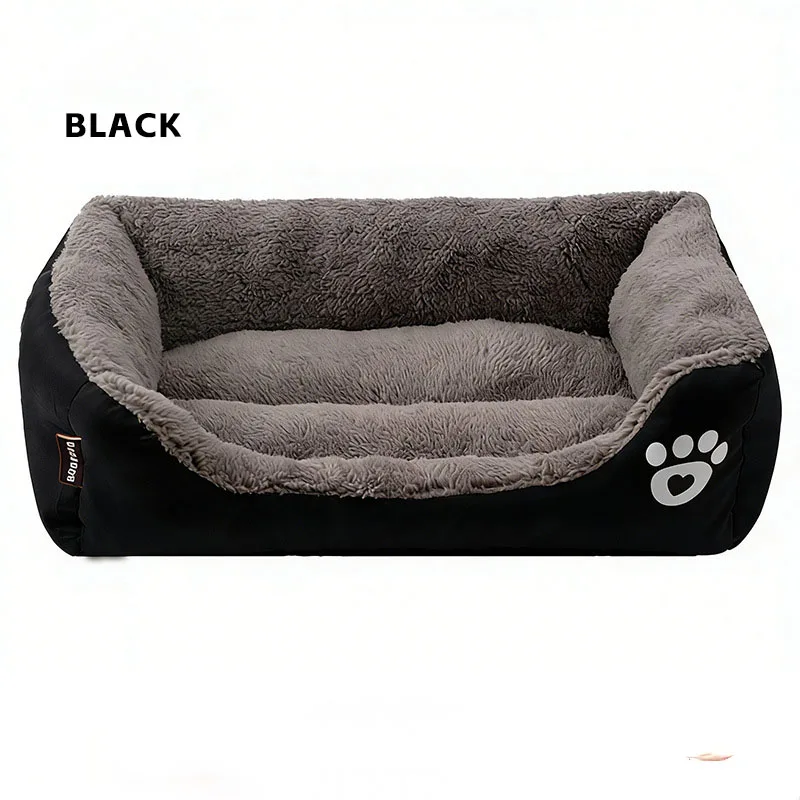 Haustierbett für Hunde und Katzen, quadratisches warmes Haustier‑Sofabett, Oxford‑Stoff & weiches Fleece, kratzfest, wasserdichter Boden, dicke volle Füllung, weich gemütlich, ganzjährig nutzbares