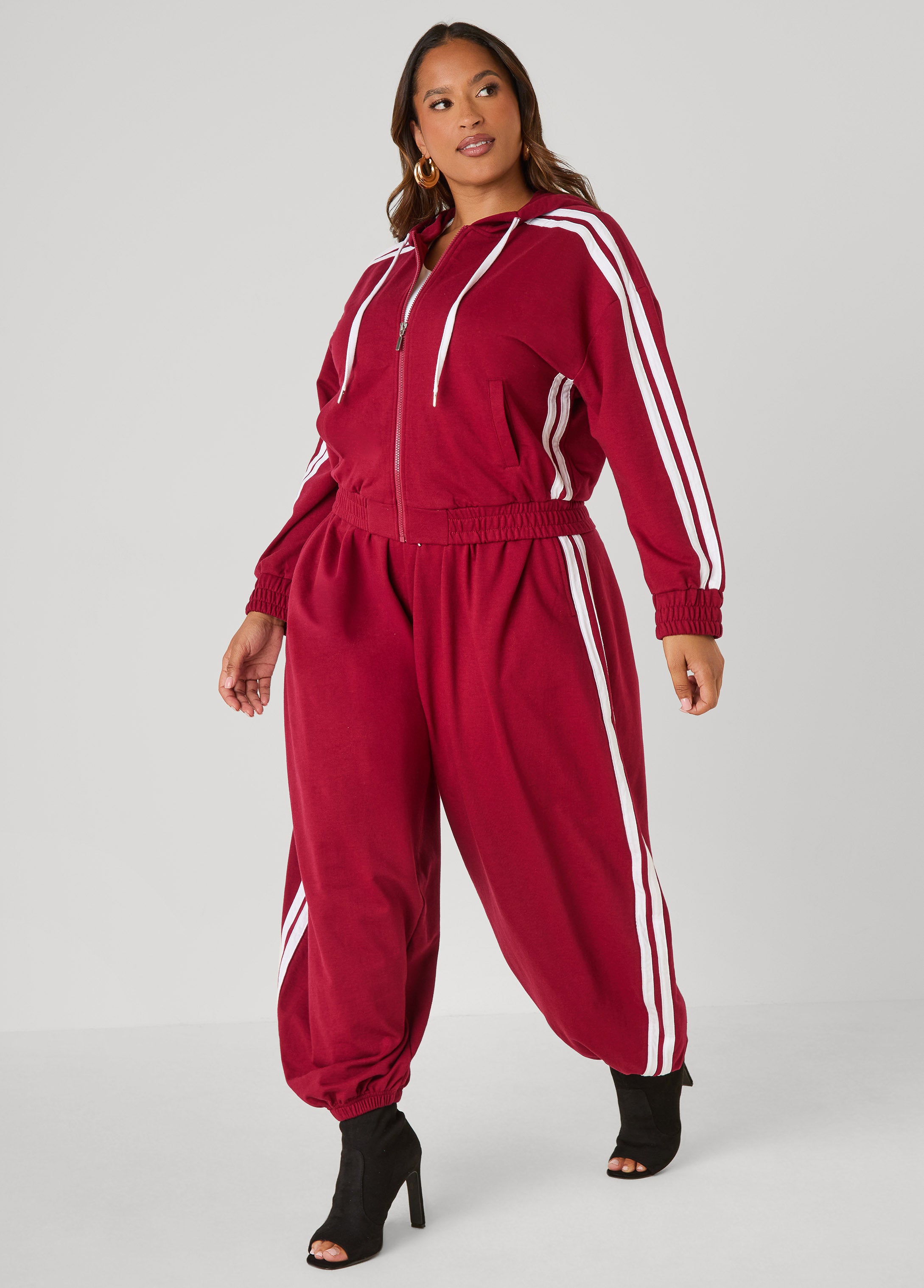 Plus Size Striped Balloon Joggers