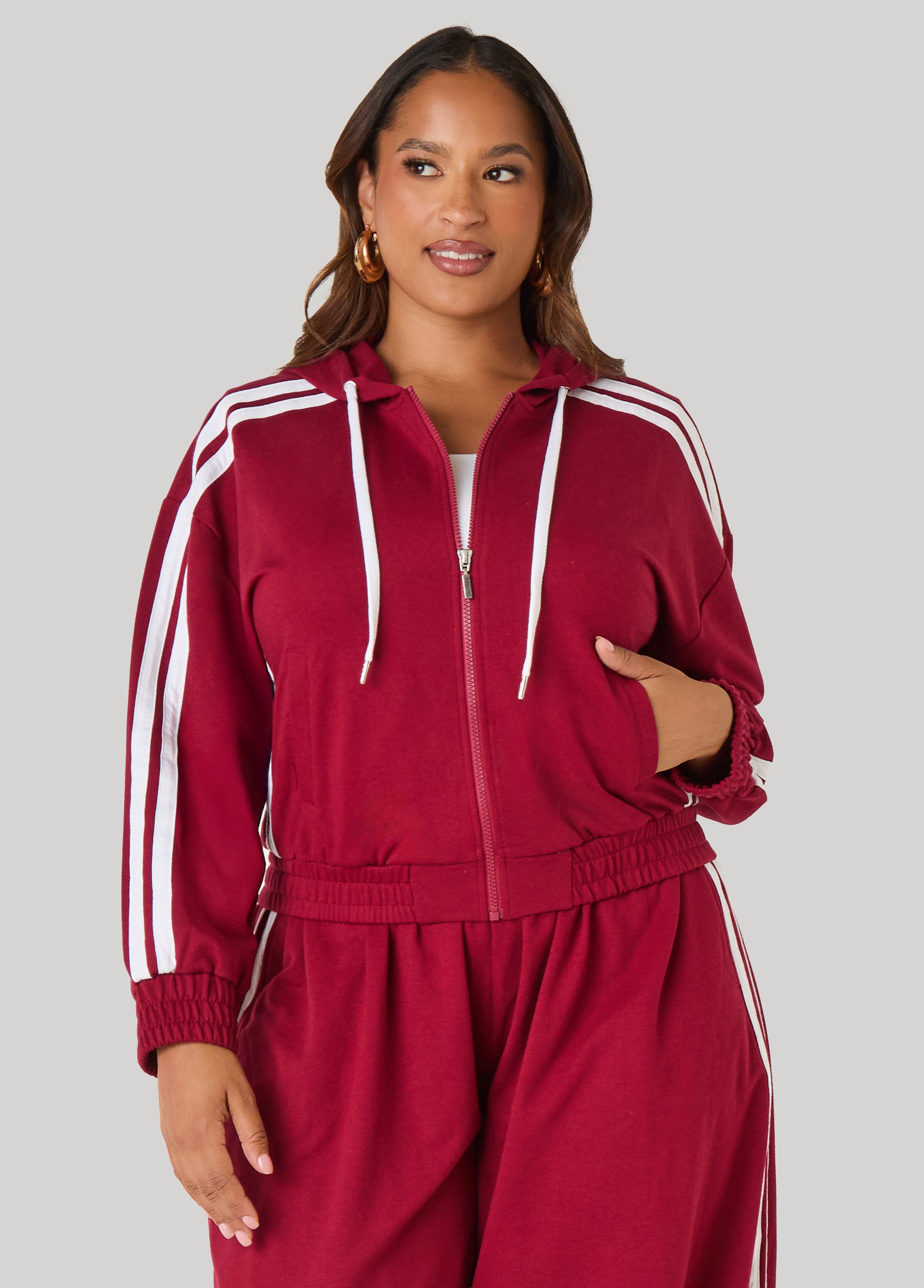 Plus Size Striped Track Jacket - Ashley Stewart