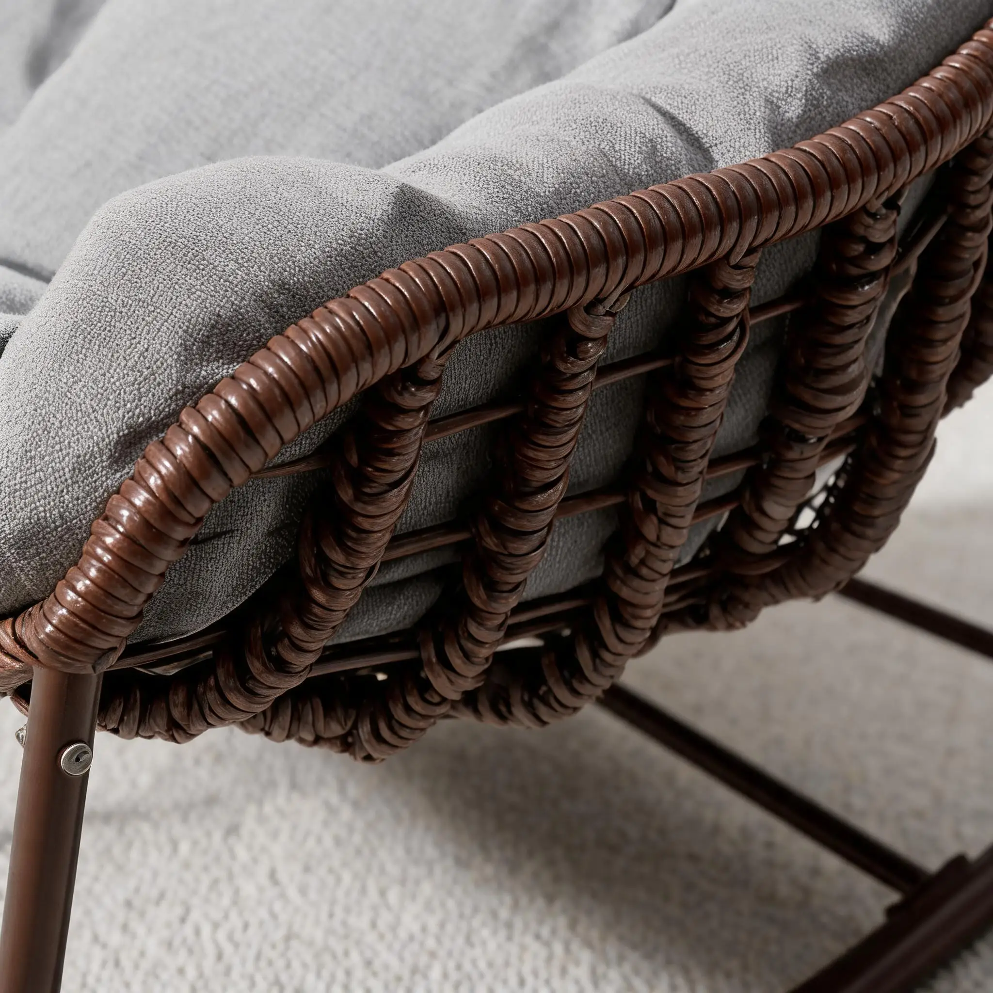 Großer Schaukelstuhl aus Rattan für den Außenbereich, bequemer Lounge-Eierstuhl mit dick gepolstertem Kissen, robustem Metallrahmen, Rattan-Schaukelstuhl, entspannende Sitzgelegenheit für Garten, Veranda, Wohnzimmer, Kinderzimmer, Hinterhof,...