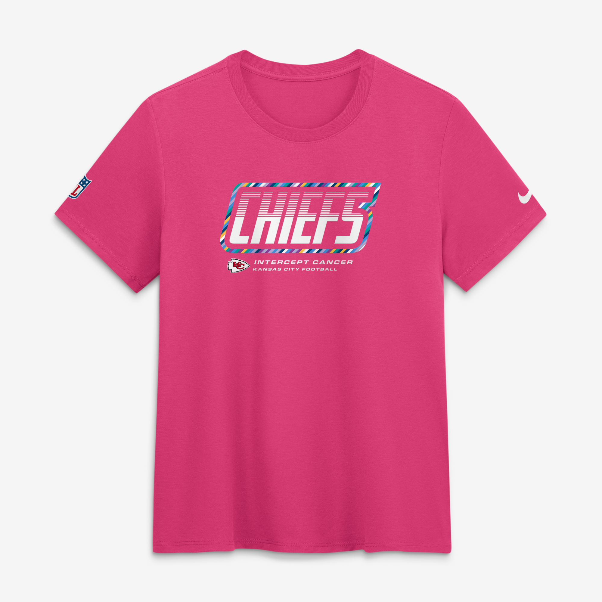 Nike Damen-T-Shirt in Pink mit Kansas City Chiefs-Motiv (NFL) und dem Aufdruck „Crucial Catch“ (Tri-Blend Dri-FIT) aus der Saison 2026
