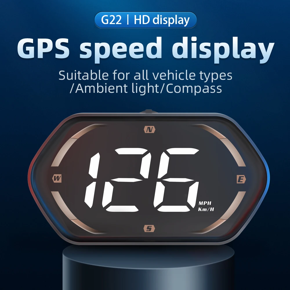 G22 GPS Car HUD Head‑Up Display High Quality Speedometer Compass Overspeed Alarm 2 Colors Universal Car Accessory Holiday Gift