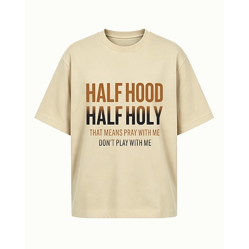 Halb Kapuze, halb heilig – das heißt: Bete mit mir, spiel nicht mit mir! – Lässiges Baumwoll-T-Shirt mit Rundhalsausschnitt und kurzen Ärmeln.