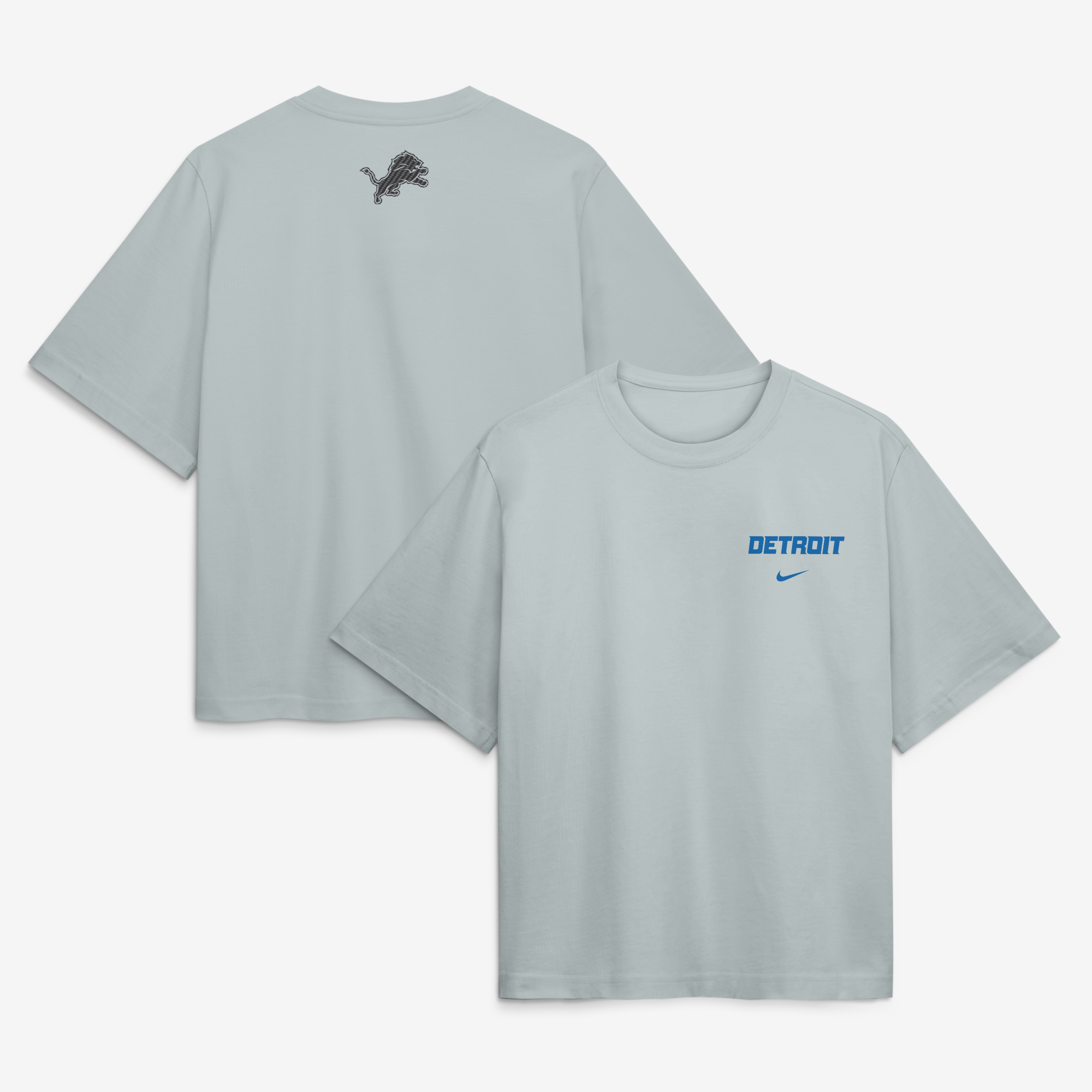Nike Damen-T-Shirt aus der silbernen Detroit Lions 2026 Rivalries Collection (Boxy-Schnitt)