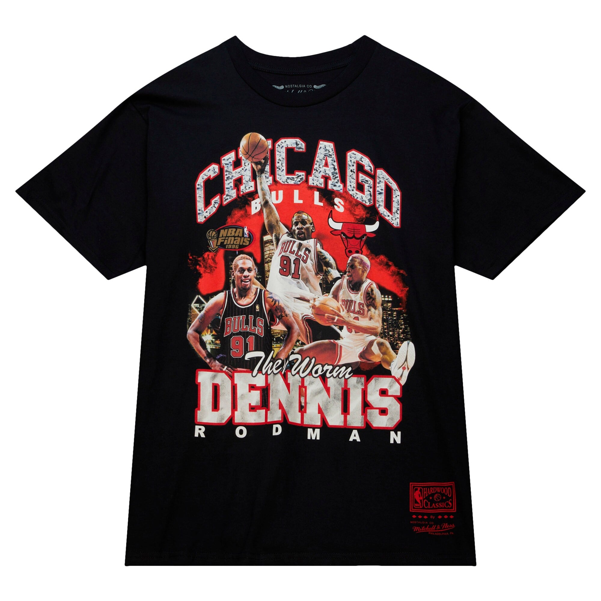 Chicago Bulls Mitchell & Ness Dennis Rodman Hardwood Classics T-Shirt - Schwarz - Herren