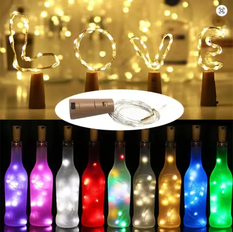 Weinflaschen-Lichterketten mit Korken, LED-Lichterketten, batteriebetriebene Lichterketten, Girlande für Weihnachtsfeier, Hochzeitsdekoration